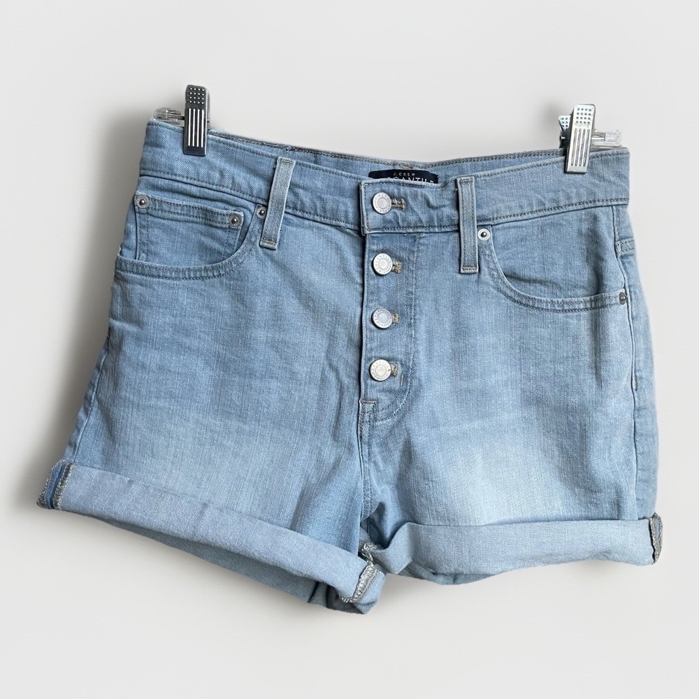 J.Crew High Rise Denim Shorts Button Fly Summer Chic Cute Casual Beach Travel 26